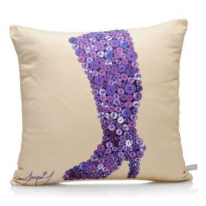 Button Stiletto Print Boot Cushion – Soft Cream