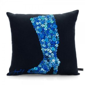 Button Stiletto Print Boot Cushion – Black
