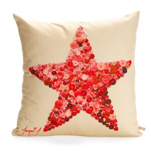 FIVE POINT STAR Button Print Cushion – Cream
