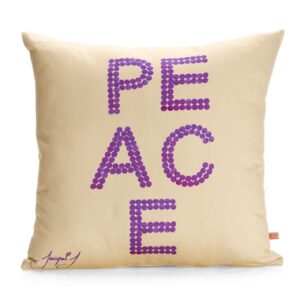 PEACE Button Print Cushion – Cream