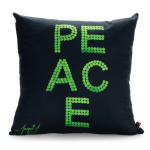 PEACE Button Print Cushion – Black