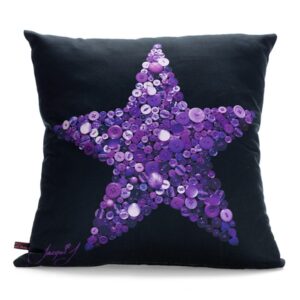 FIVE POINT STAR Button Print Cushion – Black