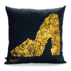Mary Jane Shoe Button Print Cushion – Black