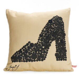 Mary Jane Shoe Button Print Cushion – Soft Cream