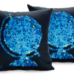 Globe Button Print Cushion – Black