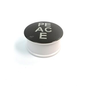Button PEACE Trinket/Candle Box  White on Black