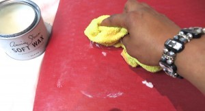 Once completely dry coat the upholstery with the Soft Wax