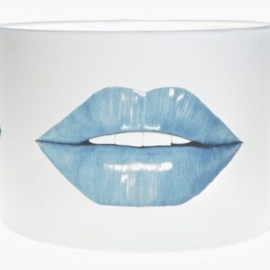 La Bouche Lampshade – Teal Blue on White